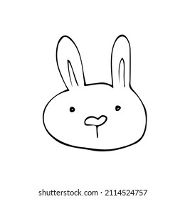 Cute doodle bunny faces. Pet heads. Happy easter bunnies. Vector illustration