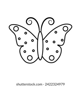 Cute doodle buttefly. Vector linear illustration.