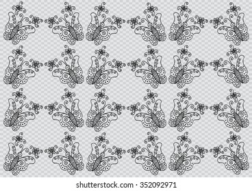 Cute doodle butterflies pattern. Vector illustration.