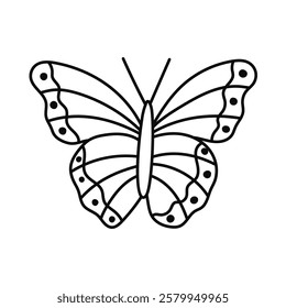 Cute doodle butterfly with yellow wings. Flying tropical and garden insect. Trendy symbol of Y2k, 90s and 00s. Hand drawn simple butterfly isolated on white background. Nostalgia for 1990s aesthetic.