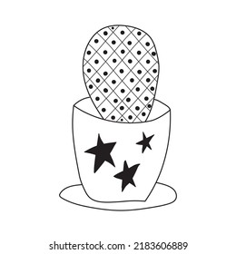 Cute doodle cactus in a flower pot, houseplant vector illustration.