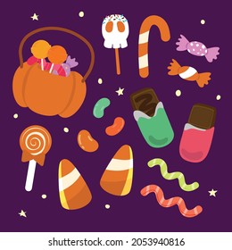 Cute doodle candy for Halloween Party  Candy elements decorate in Halloween  