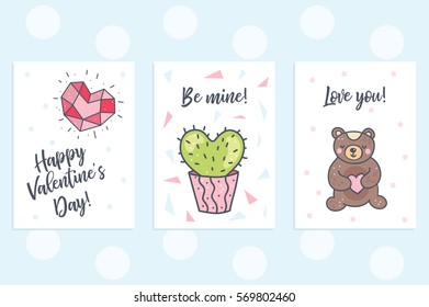 Cute doodle cards for st. Valentine's day