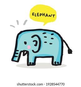 Cute doodle cartoon baby elephants vector collection for kids,cartoon elephant in flat style isolated on white background. Wild animal,cute elephant cartoon for background, card, landing page, poster