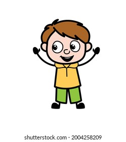 Caricatura de Doodle Cute Boy mirando a alguien