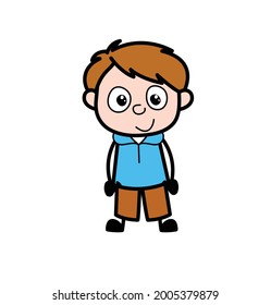 Cute Doodle Cartoon Boy standing and staring