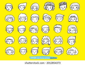 cute doodle cartoon face vector people,Faces of children,Cute cartoon boys and girls
