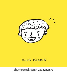caricatura lindo doodle cara personas vector, rostros de niños, niños y niñas de dibujos animados