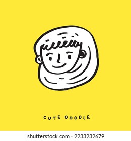 caricatura lindo doodle cara personas vector, rostros de niños, niños y niñas de dibujos animados