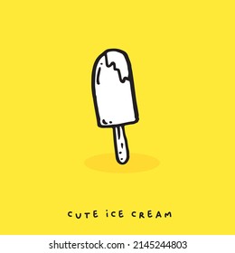 Cute doodle cartoon hand drawn ice cream illustration