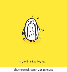 Cute doodle cartoon hand drawn penguin iillustration