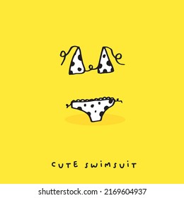 Cute doodle Cartoon handgezeichnet Badeanzug Illustration, Cute Doodle Badeanzug