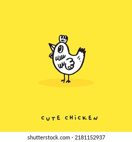 Cute doodle cartoon hand drawn chicken illustration ,Cute doodle chicken