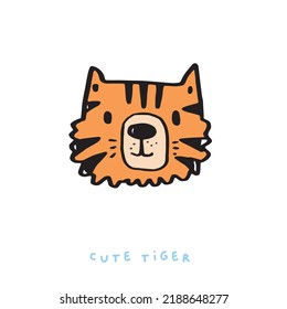 Dibujo de tigre dibujado a mano con doodle lindo, tigre de doodle lindo, animal lindo