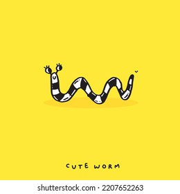 Cute doodle cartoon hand drawn worm illustration