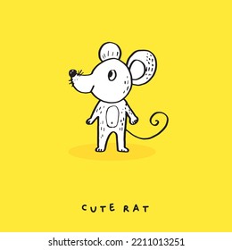 Cute Doodle Cartoon Hand Drawn Rat Illustration