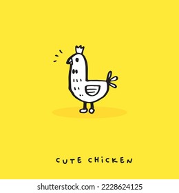 Cute doodle cartoon hand drawn chicken illustration ,Cute doodle chicken