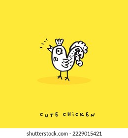Cute doodle cartoon hand drawn chicken illustration ,Cute doodle chicken