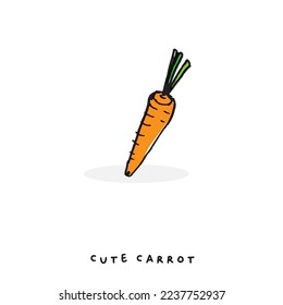 Cute doodle cartoon hand drawn carrot illustration