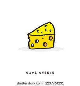 Cute doodle cartoon hand drawn cheese illustration ,Cute doodle cheese, cute butter