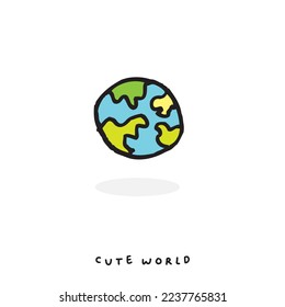 
Cute doodle cartoon hand drawn world illustration ,Cute doodle world, cute globe
