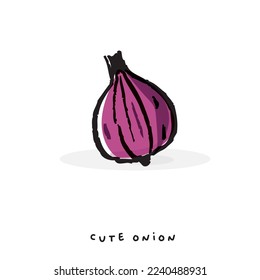 Cute doodle cartoon hand drawn onion illustration ,Cute doodle onion