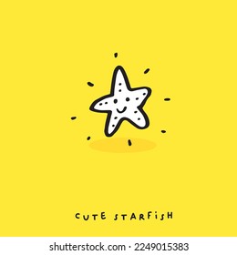 Cute doodle cartoon hand drawn starfish illustration ,Cute doodle starfish, cute  summer