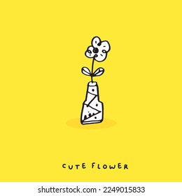 Cute doodle cartoon hand drawn flower illustration ,Cute doodle flower