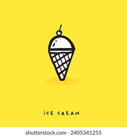 Cute doodle cartoon hand drawn ice cream illustration