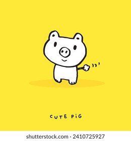 Cute doodle cartoon hand drawn pig illustration,Cute doodle pig, cute animal