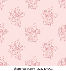 cute doodle cartoon seamless pattern