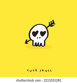 cute doodle cartoon skull,graffiti cartoon skull