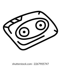 Cute doodle cassette for retro tape recorder from the collection of girly stickers. Cartoon color vector illustration.