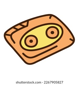 Cute doodle cassette for retro tape recorder from the collection of girly stickers. Cartoon color vector illustration.