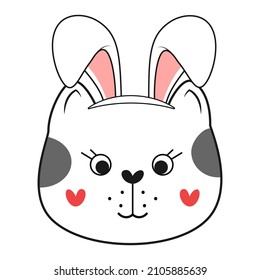 Cute doodle cat with bunny ears. Vector illustration.