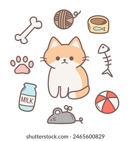 Cute doodle cat cartoon vector