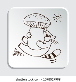 Cute doodle cat isolated on white background. Design element for stickers or magnets. Hand drawing style.