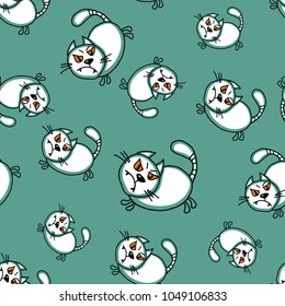 Cute doodle cats seamless pattern. Child drawing style. Design element for textile print and fun greeting cards.