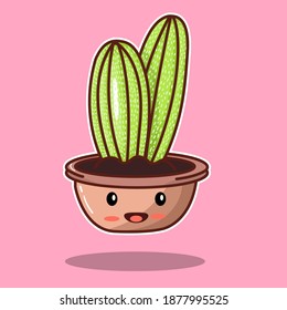 cute doodle cephalocereus senilis cactus succulent illustration, good for sticker, element design, etc
