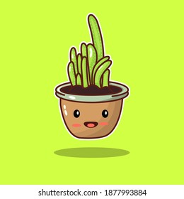 cute doodle cereus tetragonus cactus succulent illustration, good for sticker, element design, etc