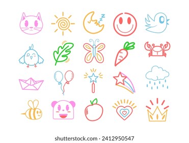 Juego de elementos de caracteres de dibujo