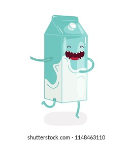 Cute doodle character packing of milk on white background. Isolated icon