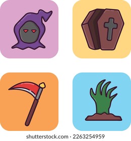 Cute doodle chibi spooky halloween character vector character illustration