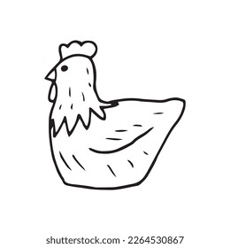 Pollo de garabato. Ilustración vectorial dibujada a mano para tarjetas de felicitación, carteles y diseño estacional y vacacional 