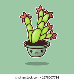 cute doodle christmas cactus succulent illustration, good for sticker, element design, etc