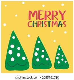 Cute doodle christmas card. Vector simple design for new year or christmas greeting card or postcard