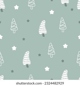 Cute doodle Christmas tree pattern