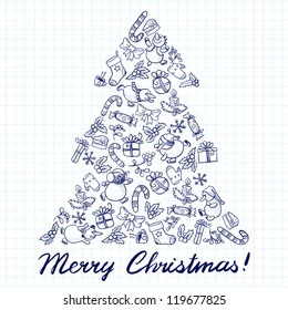 Cute doodle Christmas tree shape