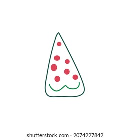 Cute doodle christmas tree. Vector outline design element for new year or christmas greeting cards, banners, flyers