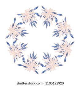 Cute Doodle circle floral frames, beautiful tropical vector illustration. Wreath design elements for wedding invitations, posters, web, postcards